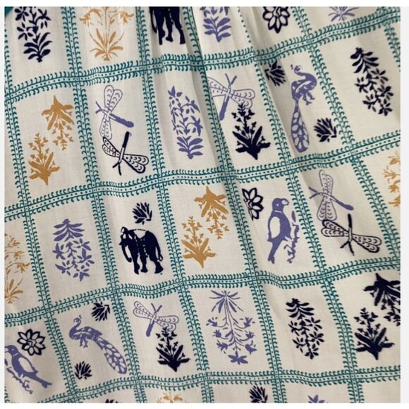 Maeve by Anthropologie Elephant Dragonfly Floral Teal and White Patterned Top - Picture 10 of 10